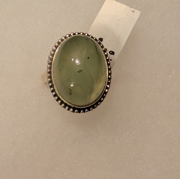 Jewelry - Natural Prehnite Stone Ring Set in 925 Sterling Silver